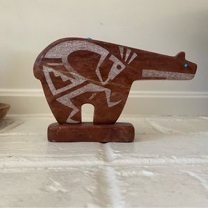 RARE Navajo Alabaster Bear Statuette signed by Marie Bitsuie